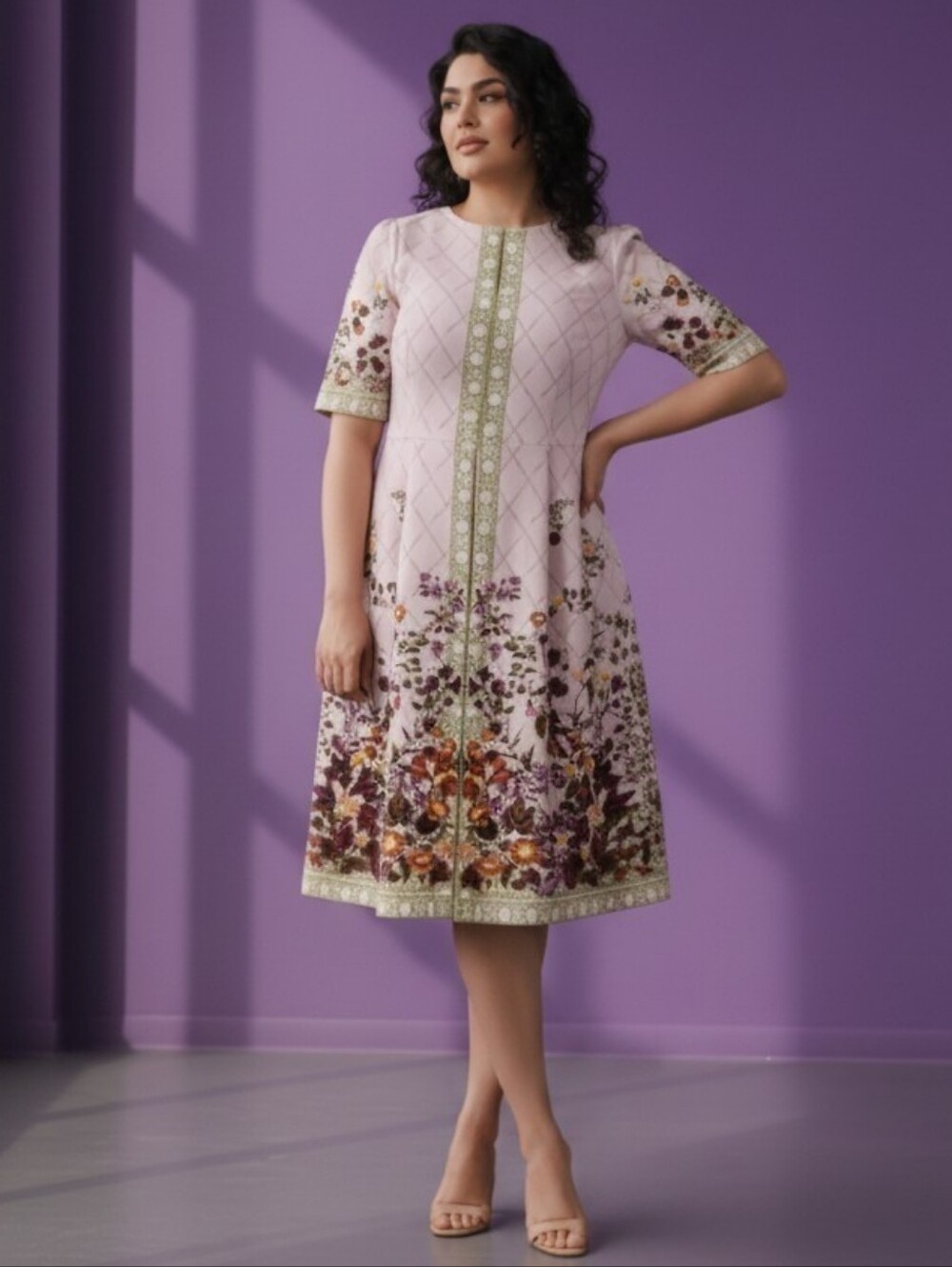 Rickie Freeman for Teri Jon Lavender Floral Dress – Size 22